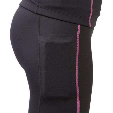 sync-performance-women's-compression-3/4-leggings-black-pink-closeup-side