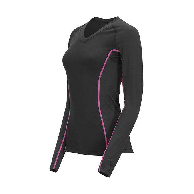sync-performance-women's-skadi-compression-shirt-black-pink-side