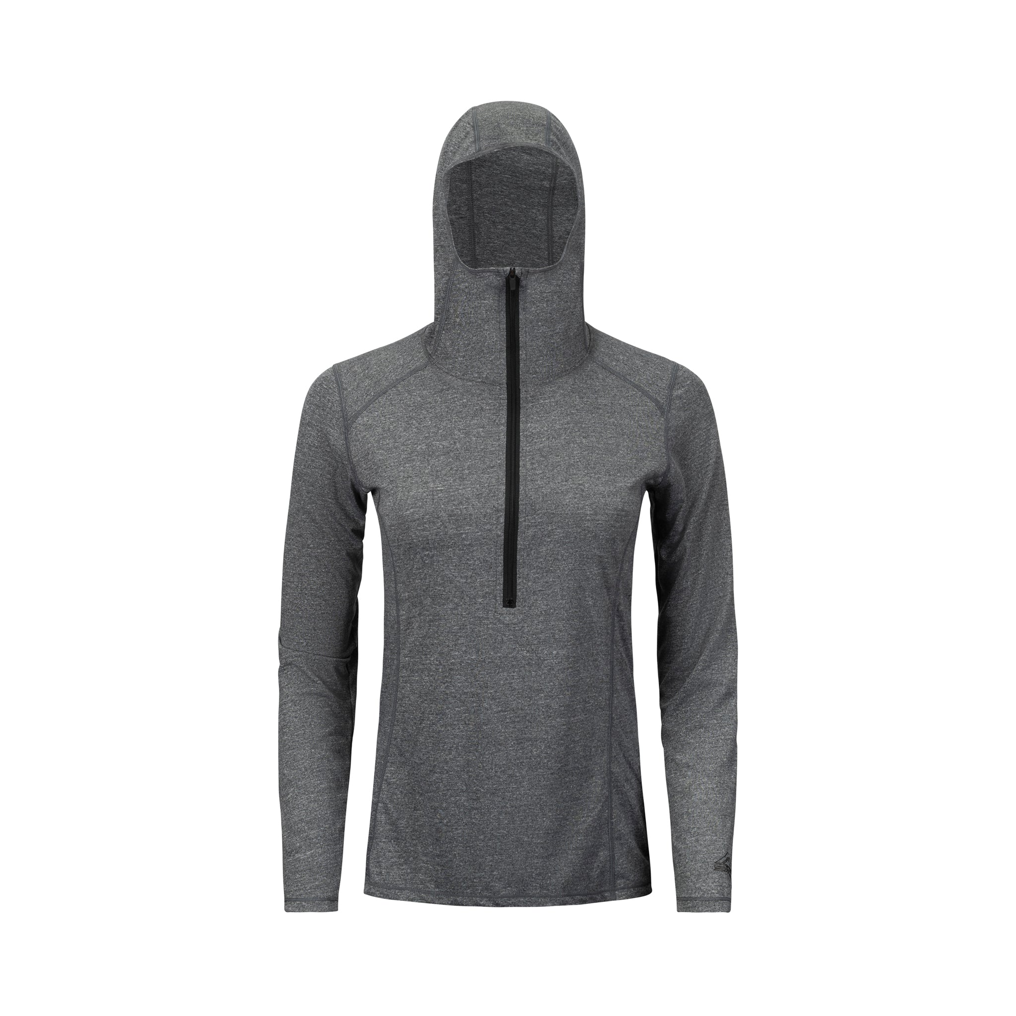sync-performance-women's-deluge-1/2-zip-hooded-long-sleeve-grey-front