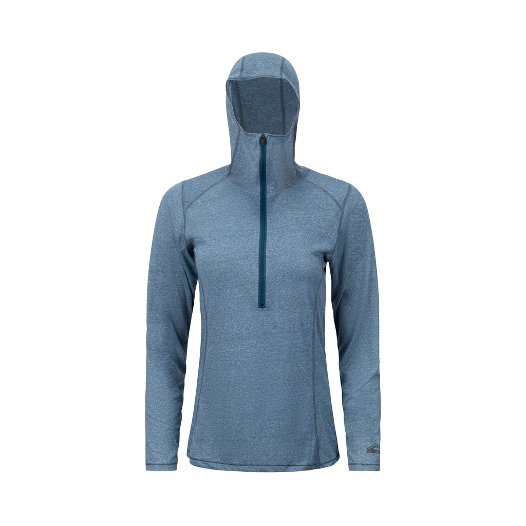 sync-performance-women's-deluge-1/2-zip-hooded-long-sleeve-stellar-blue-front